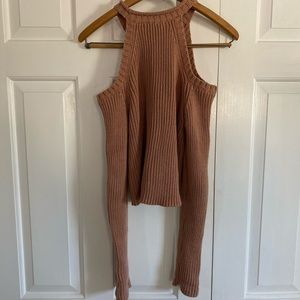 Forever 21 cold shoulder sweater in dusty pink